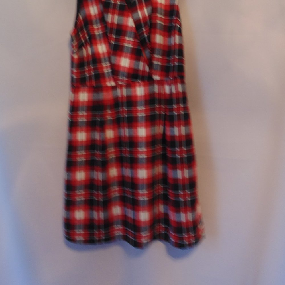Tommy Hilfiger Dress Womens 8 Cathryn Red Blue Plaid Sleeveless V Neck Wrap - Picture 2 of 6
